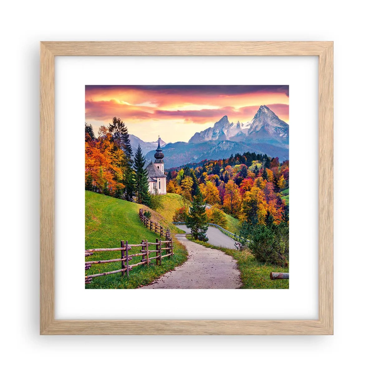 Plakát v rámu světlý dub - Naprosto ideální krajina - 30x30 cm