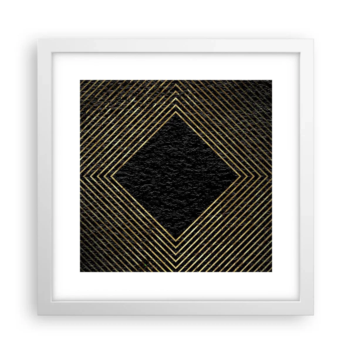 Plakát v bílém rámu - Geometrie ve stylu glamour - 30x30 cm