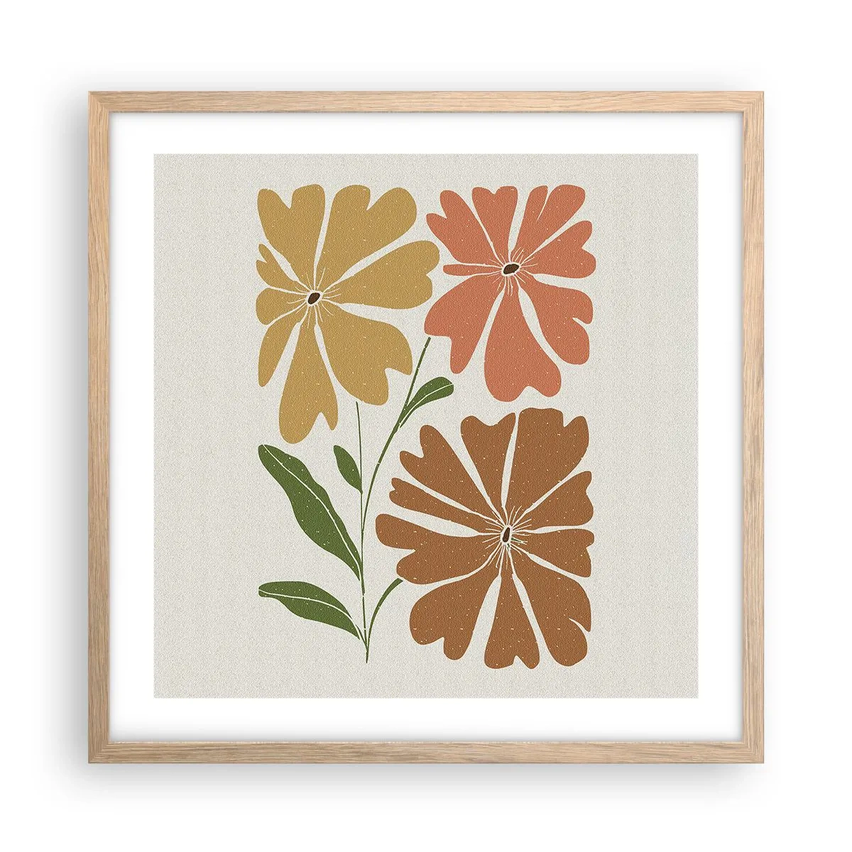 Plakát v rámu světlý dub - Příroda a geometrie - 50x50 cm