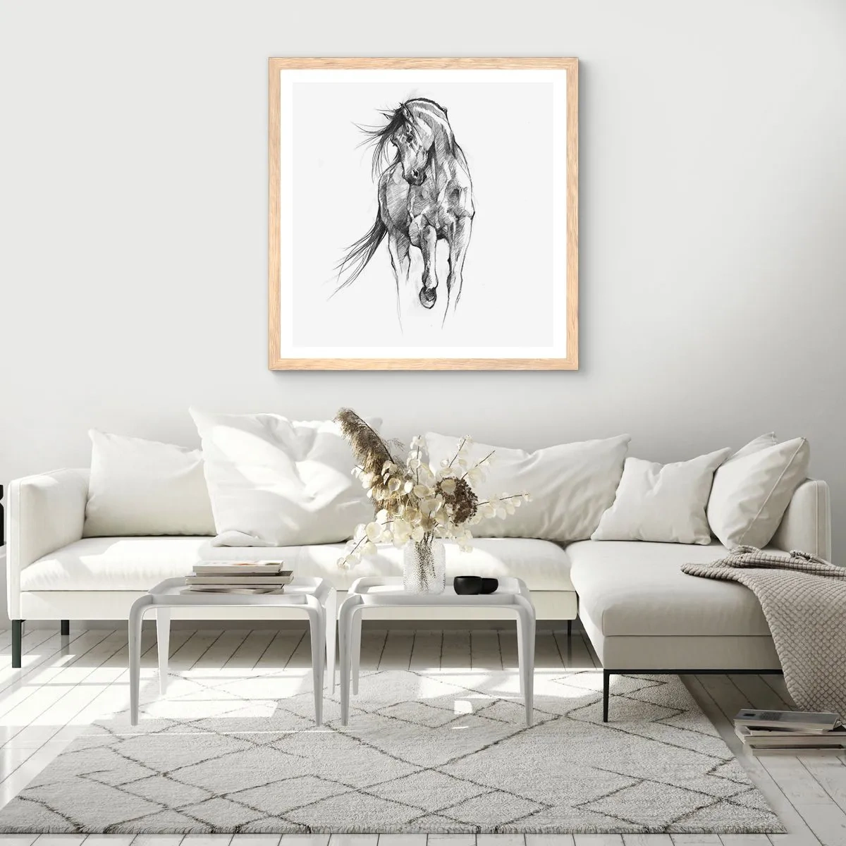 Plakát v rámu světlý dub - V ladném klusu - 50x50 cm