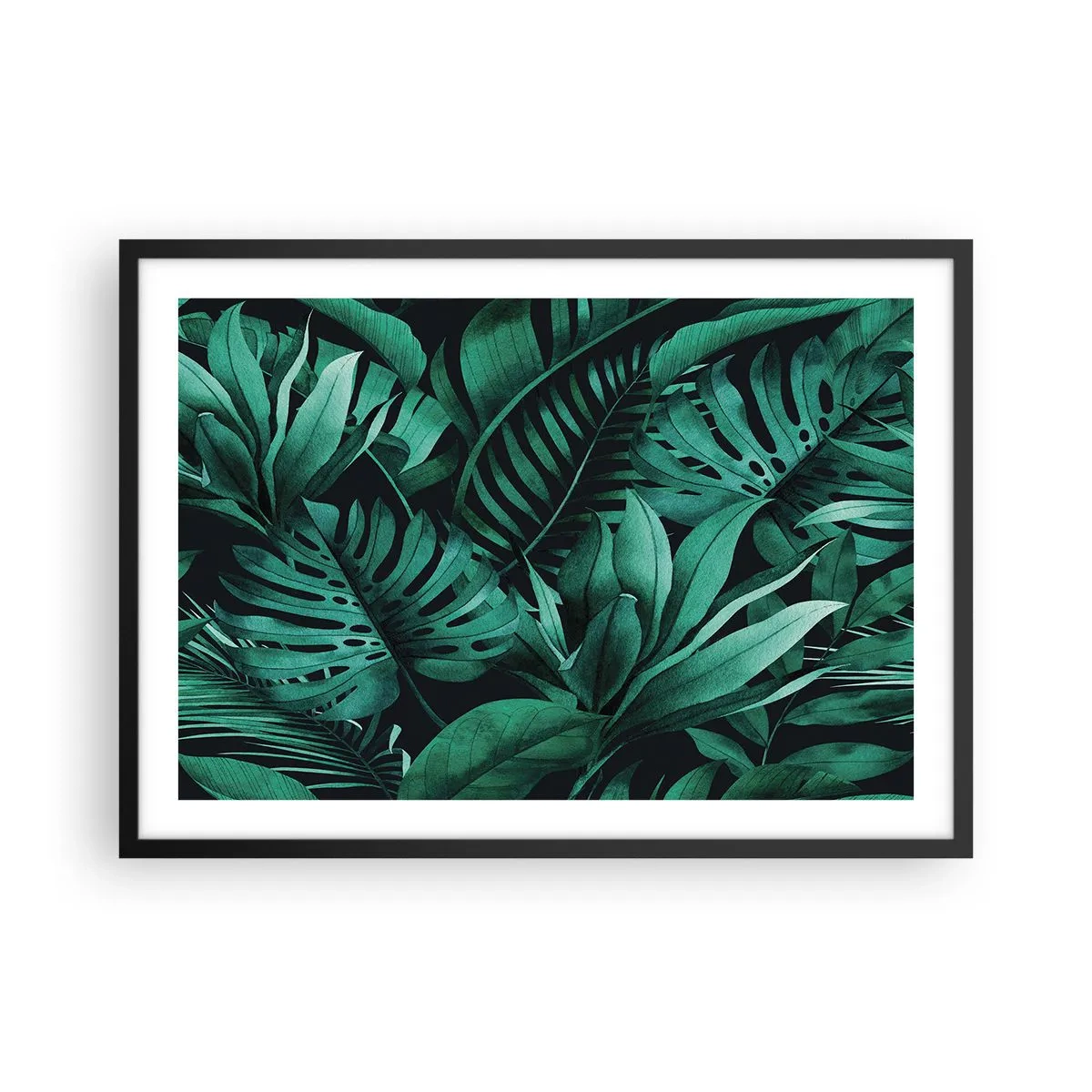 Plakát v černém rámu - Hloubka tropické zeleně - 70x50 cm