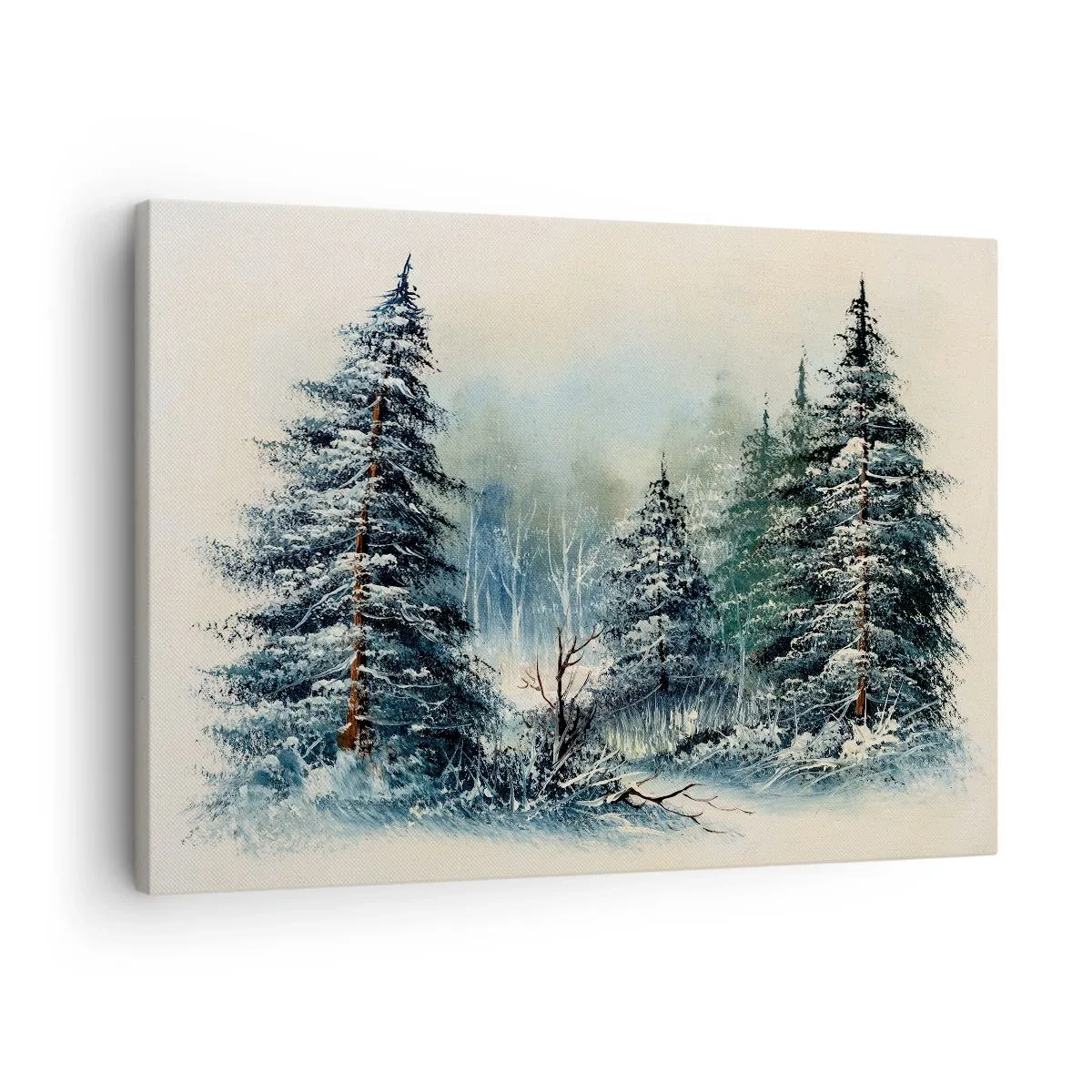 Obraz na plátně - Zimní krajina se zasněženými stromy - 70x50cm - Připravení na Vánoce - Moderní nástěnná dekorace do obývacího pokoje a ložnice ARTTOR