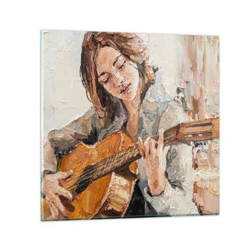 Obraz na skle - Koncert pro kytaru a dívčí srdce - 50x50 cm