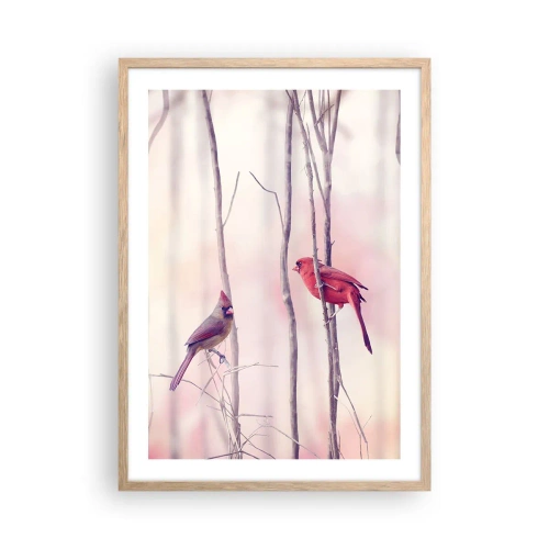 Plakát v rámu světlý dub - Příběh růžového lesa - 50x70 cm