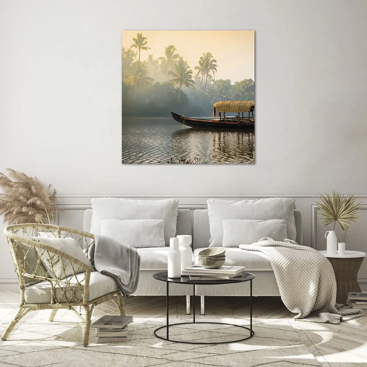 Obraz na skle - Dům na řece - 30x30 cm