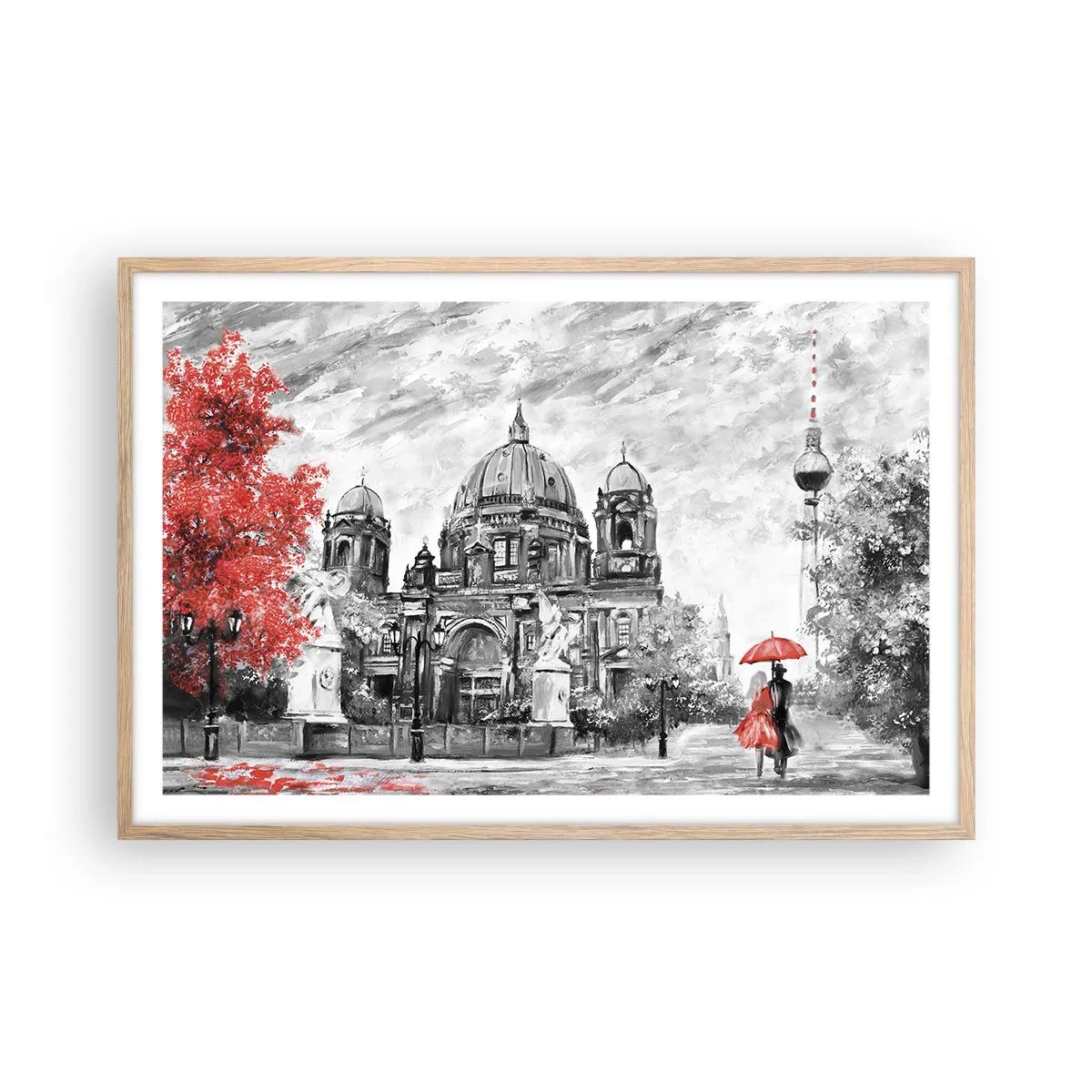Plakát v rámu světlý dub - Berlínské setkání - 91x61 cm