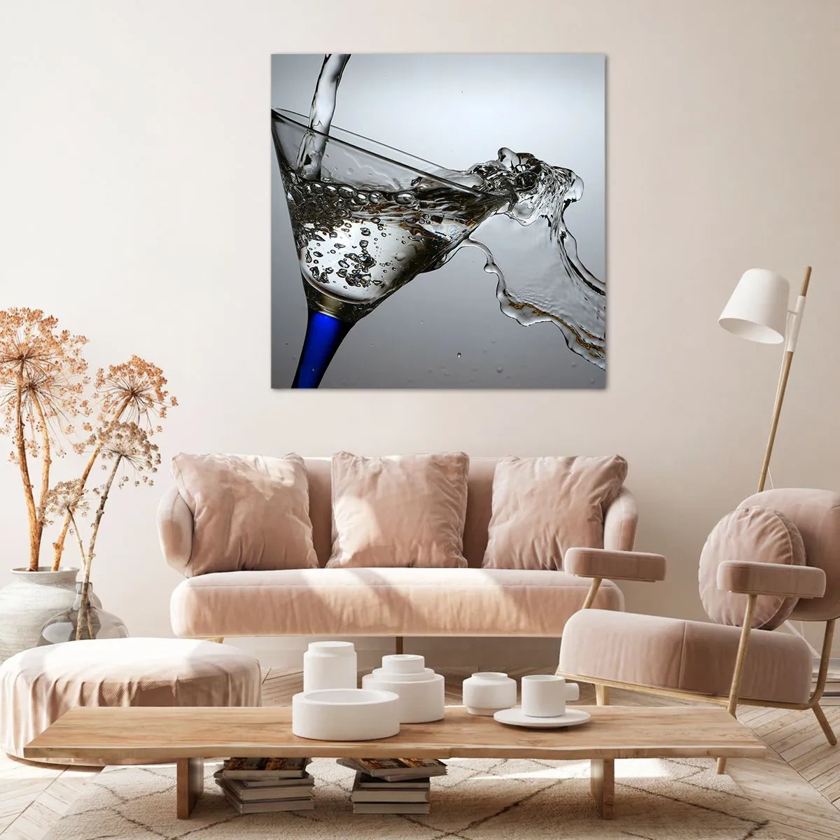 Obraz na plátně - Křišťálová voda v křišťálovém skle - 40x40 cm