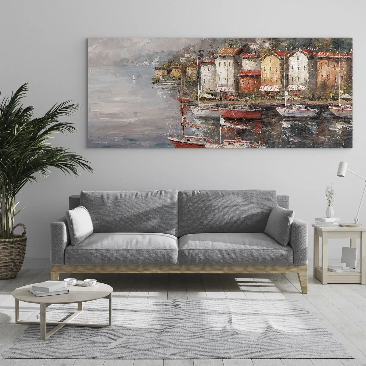 Obraz na skle - Romantický přístav - 100x40 cm