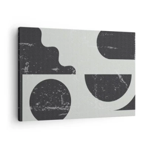 Obraz na plátně - Geometrické vzory v odstínech černé a šedé - 70x50cm - Kompozice nad a pod - Moderní nástěnná dekorace do obývacího pokoje a ložnice ARTTOR