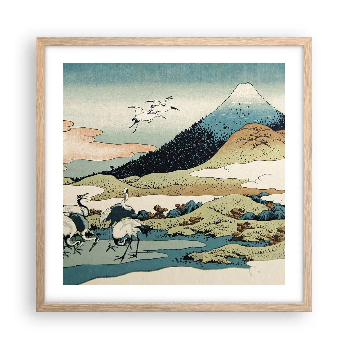 Plakát v rámu světlý dub - V japonském duchu - 50x50 cm