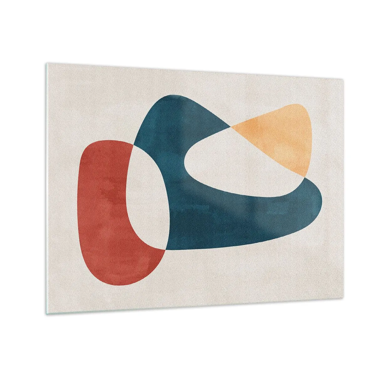 Obraz na skle - Minimalistická abstrakce v odstínech červené a tmavě modré - 70x50cm - Vlivy a metamorfózy - Moderní nástěnná dekorace do obývacího pokoje a ložnice ARTTOR