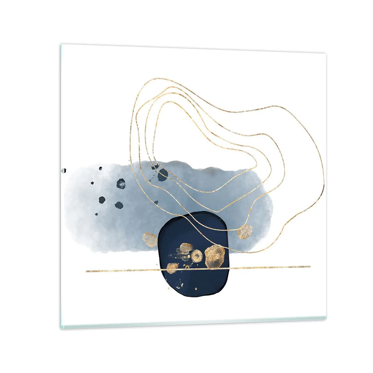 Obraz na skle - Modro-zlatá fantazie - 30x30 cm