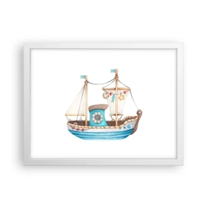 Plakát v bílém rámu - Ahoj, dobrodružství! - 40x30 cm