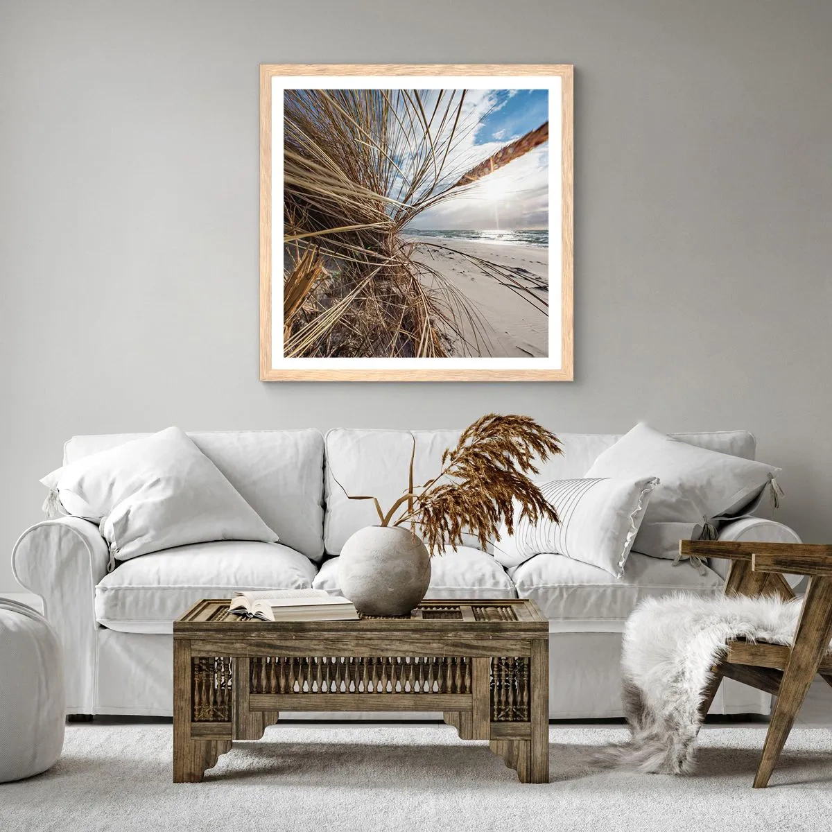 Plakát v rámu světlý dub - Setkání živlů - 30x30 cm