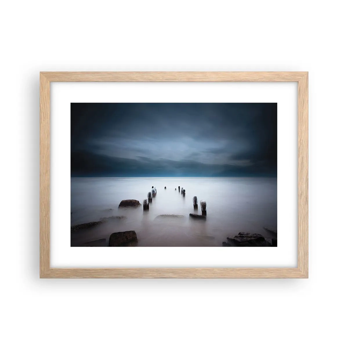 Plakát v rámu světlý dub - Zamyšlené jezero - 40x30 cm