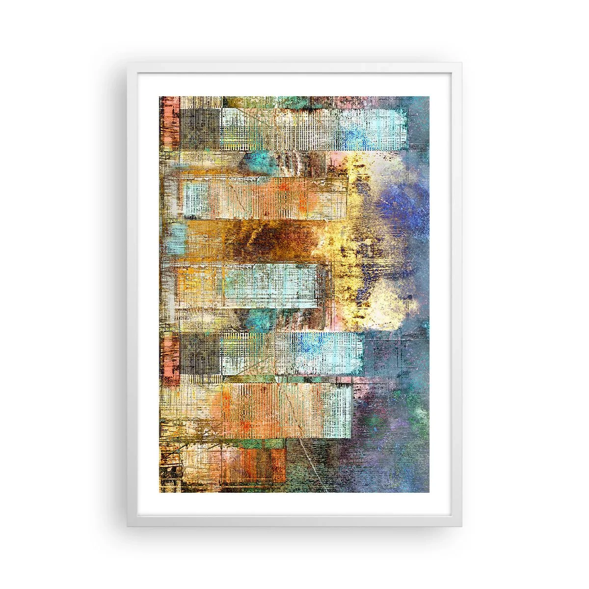 Plakát v bílém rámu - Prosluněná metropole - 50x70 cm