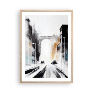 Plakát v rámu světlý dub - Studie města: architektura a pohyb - 50x70 cm