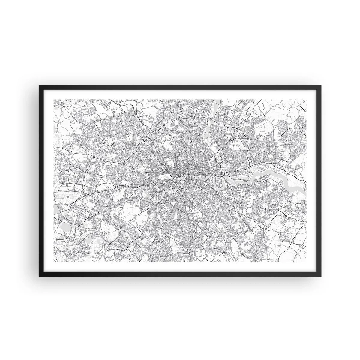 Plakát v černém rámu - Mapa londýnského labyrintu - 91x61 cm