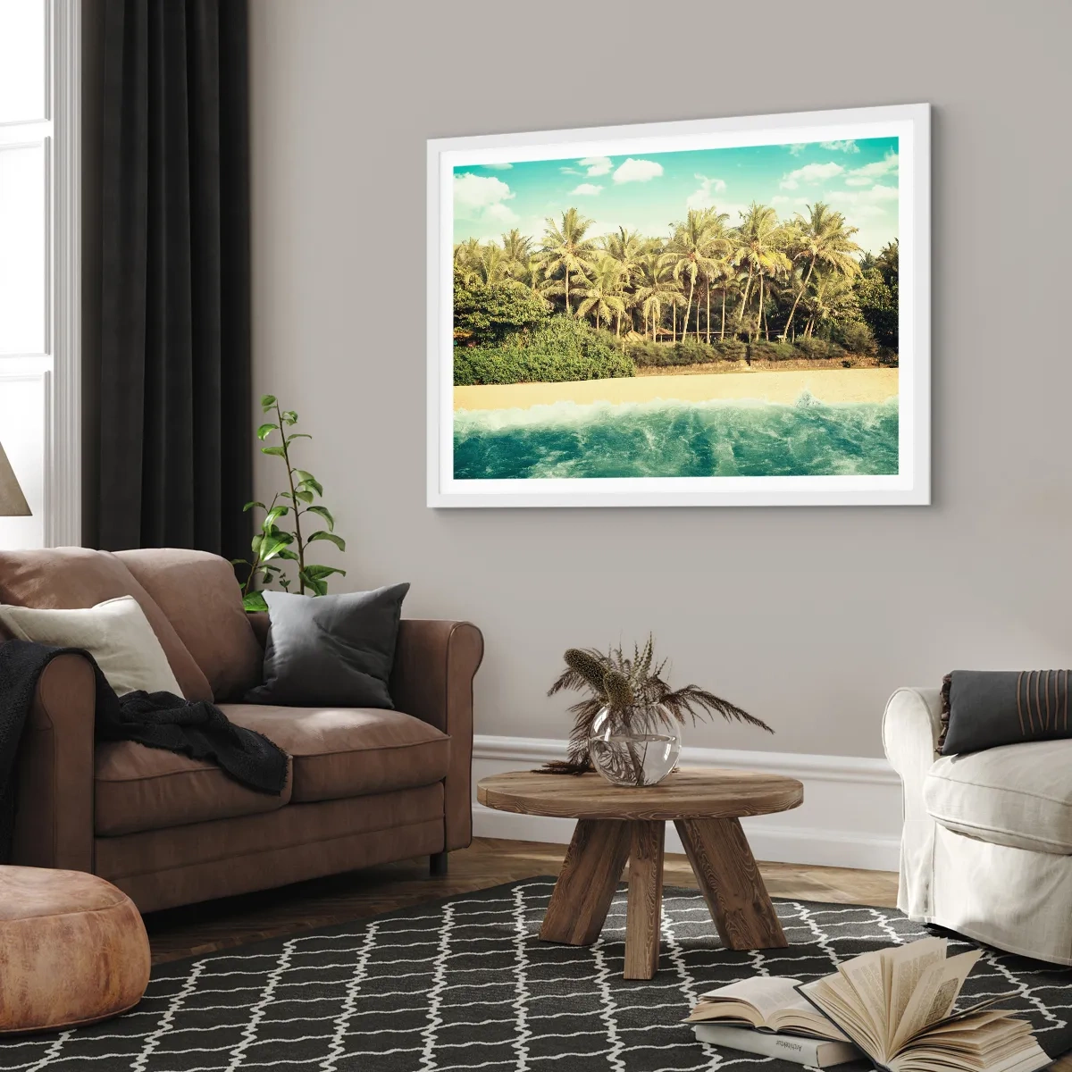 Plakát v bílém rámu - Co třeba tady? - 70x50 cm