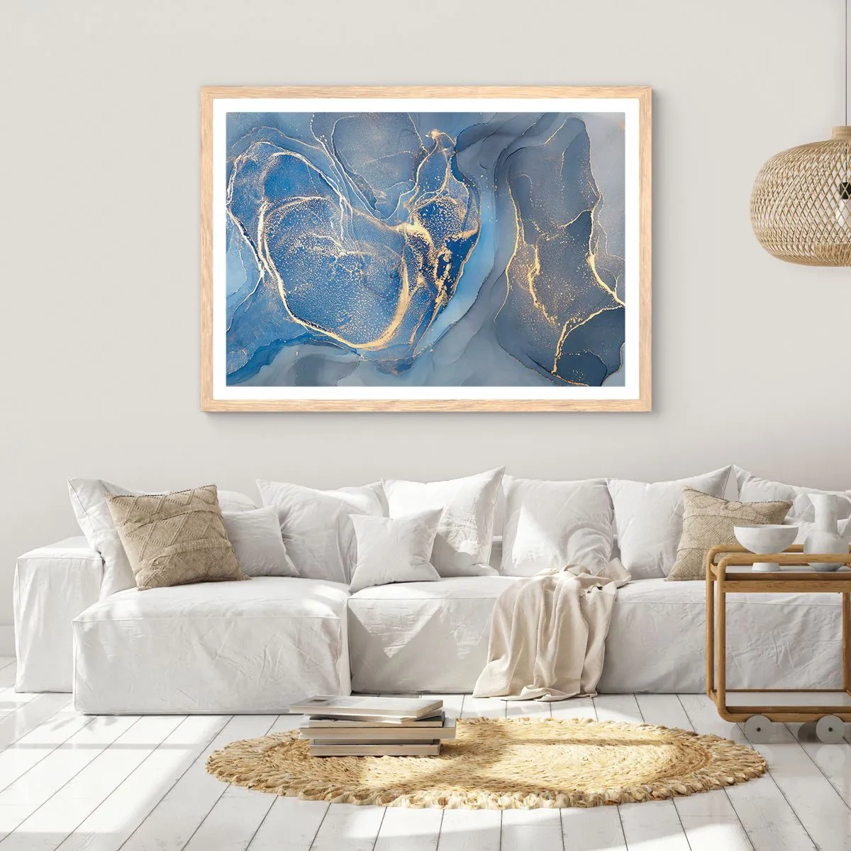 Plakát v rámu světlý dub - Zlatý prach - 70x50 cm