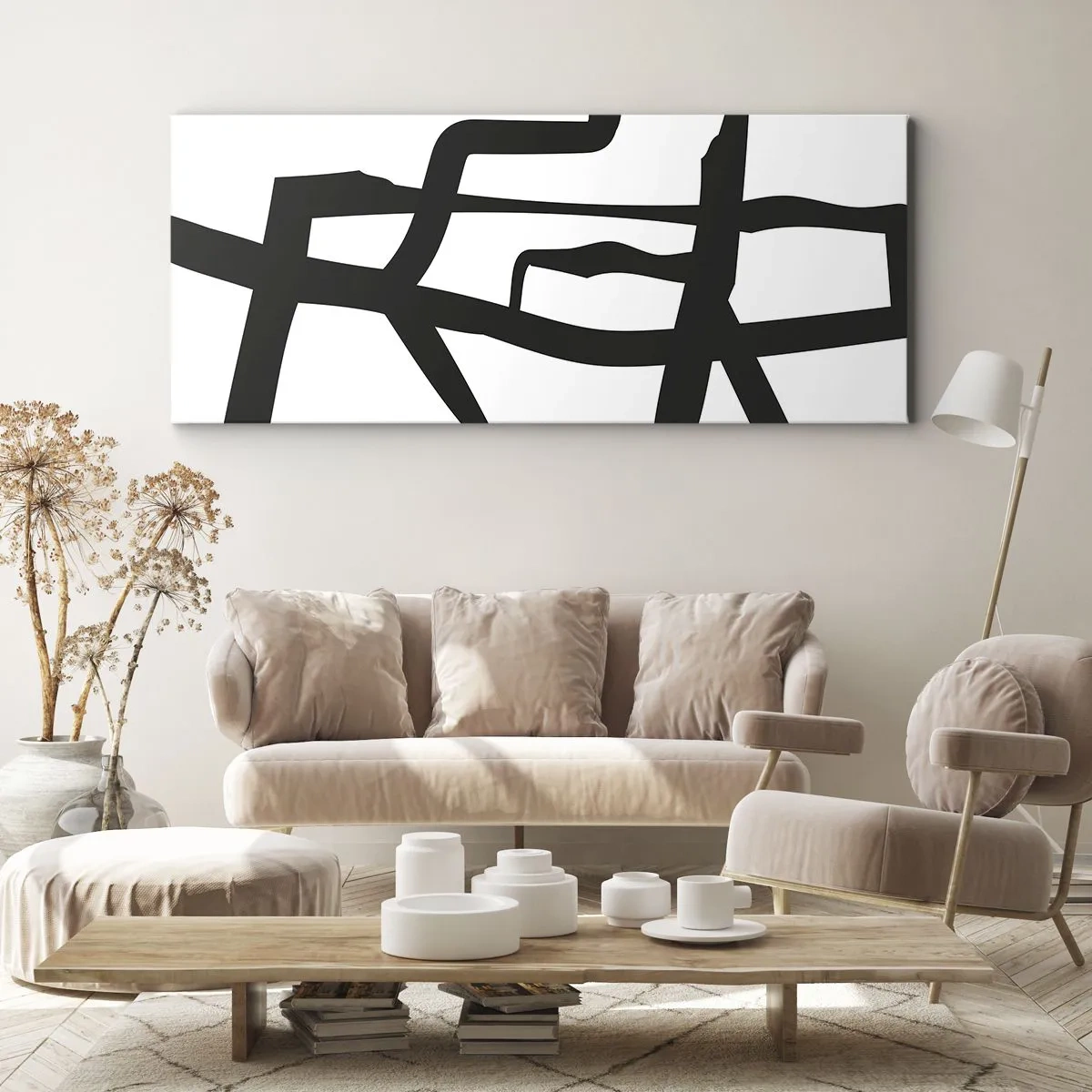 Obraz na plátně - Černobílá konstrukce - 120x50 cm