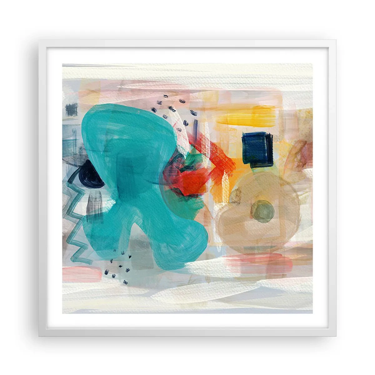 Plakát v bílém rámu - Barevná hra - 60x60 cm