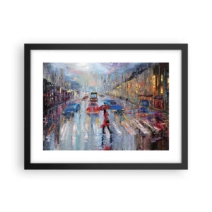 Plakát v černém rámu - Deštivé odpoledne ve městě - 40x30 cm