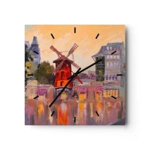 Nástěnné hodiny - Pařížské ikony – Moulin Rouge - 40x40 cm