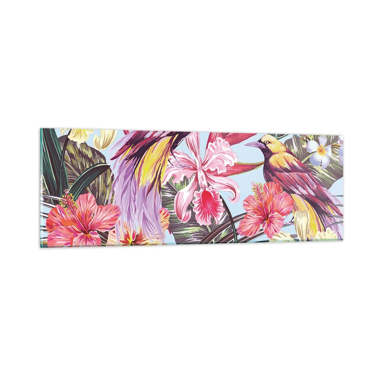 Obraz na skle - Plátky a pírka - 90x30 cm