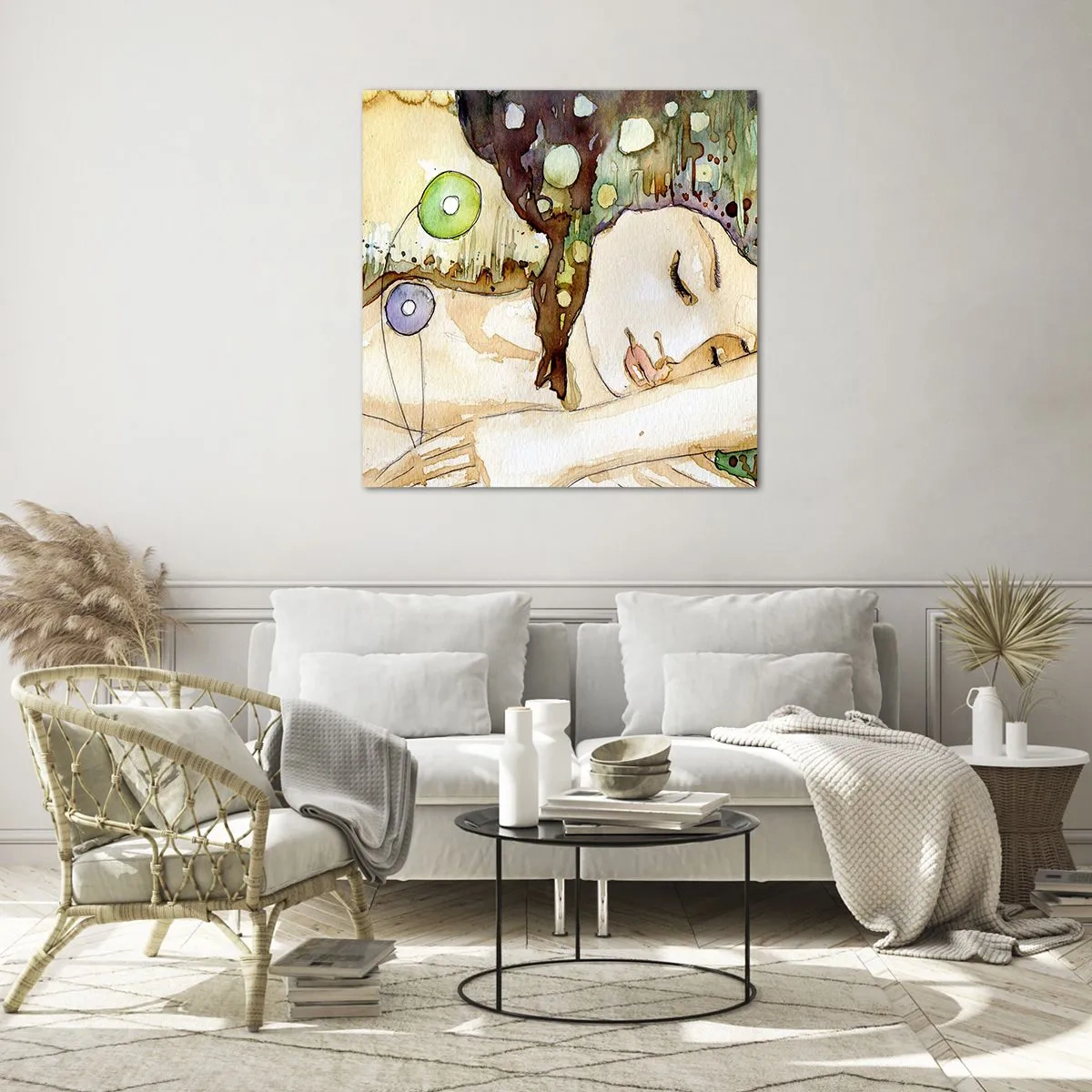 Obraz na skle - Smaragdově-fialový sen - 50x50 cm