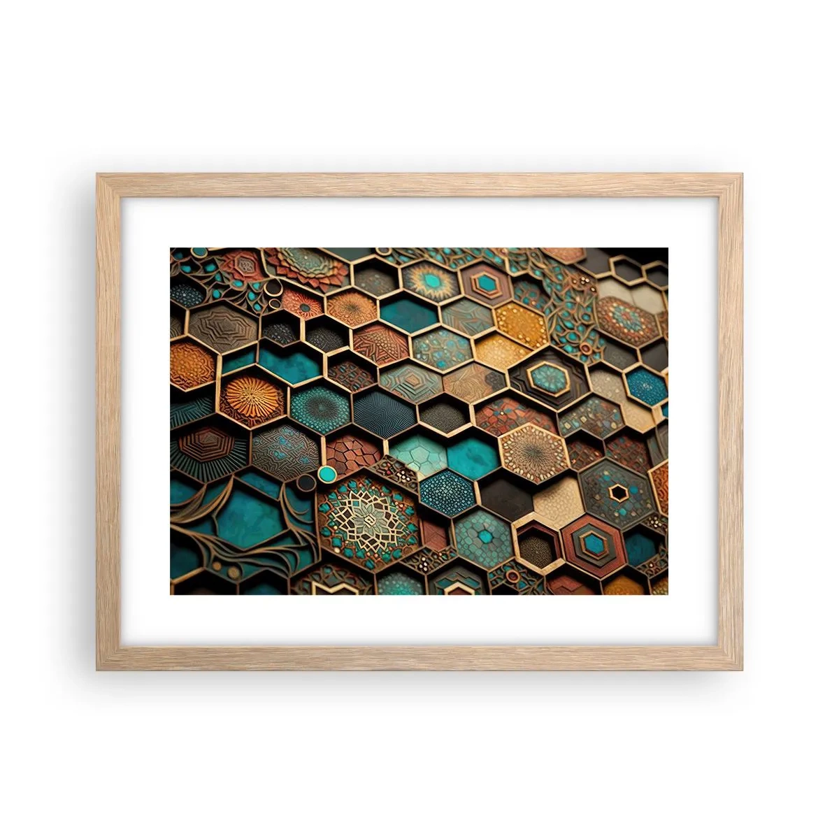 Plakát v rámu světlý dub - Arabské ornamenty – variace - 40x30 cm