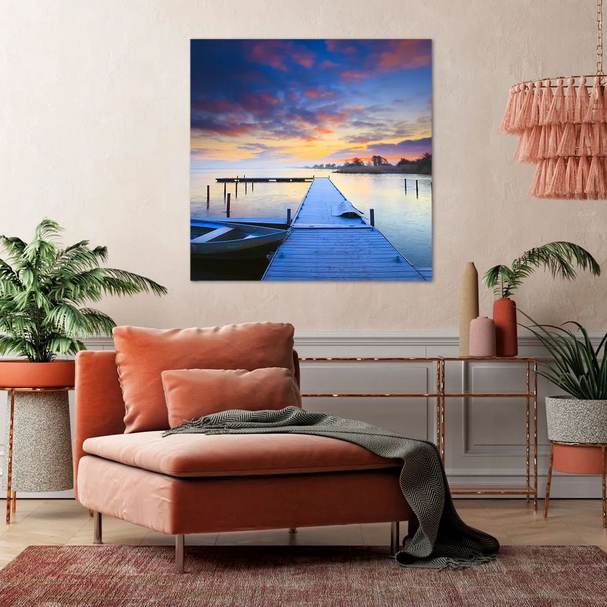 Obraz na plátně - Fialovo-zlatý klid - 70x70 cm