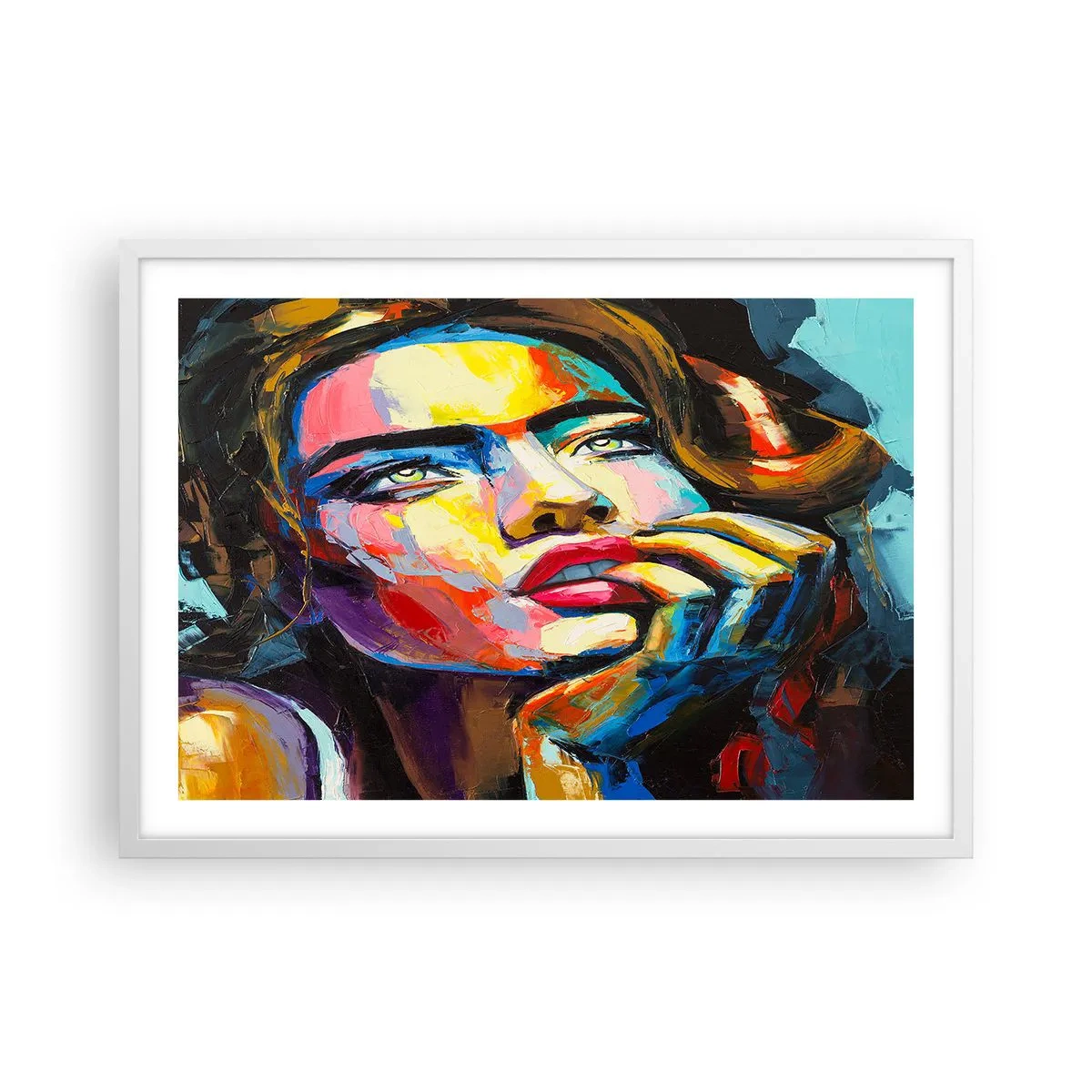 Plakát v bílém rámu - Sny, jak ptáci letí oblohou - 70x50 cm