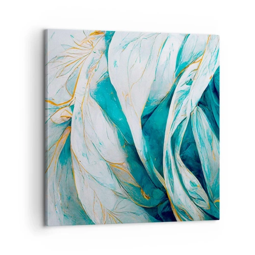 Obraz na plátně - Modrá abstrakce se zlatým motivem - 60x60 cm