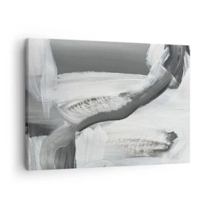 Obraz na plátně - Šedá a bílá abstrakce s dynamickými liniemi - 70x50cm - Pevným pohybem - Moderní nástěnná dekorace do obývacího pokoje a ložnice ARTTOR