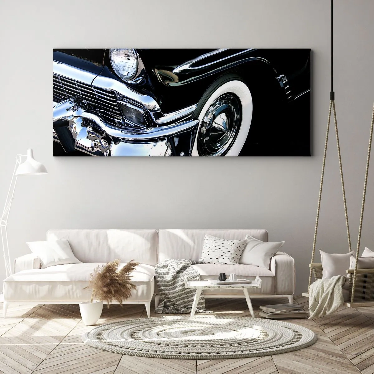 Obraz na plátně - Klasika v stříbrné, černé a bílé - 90x30 cm