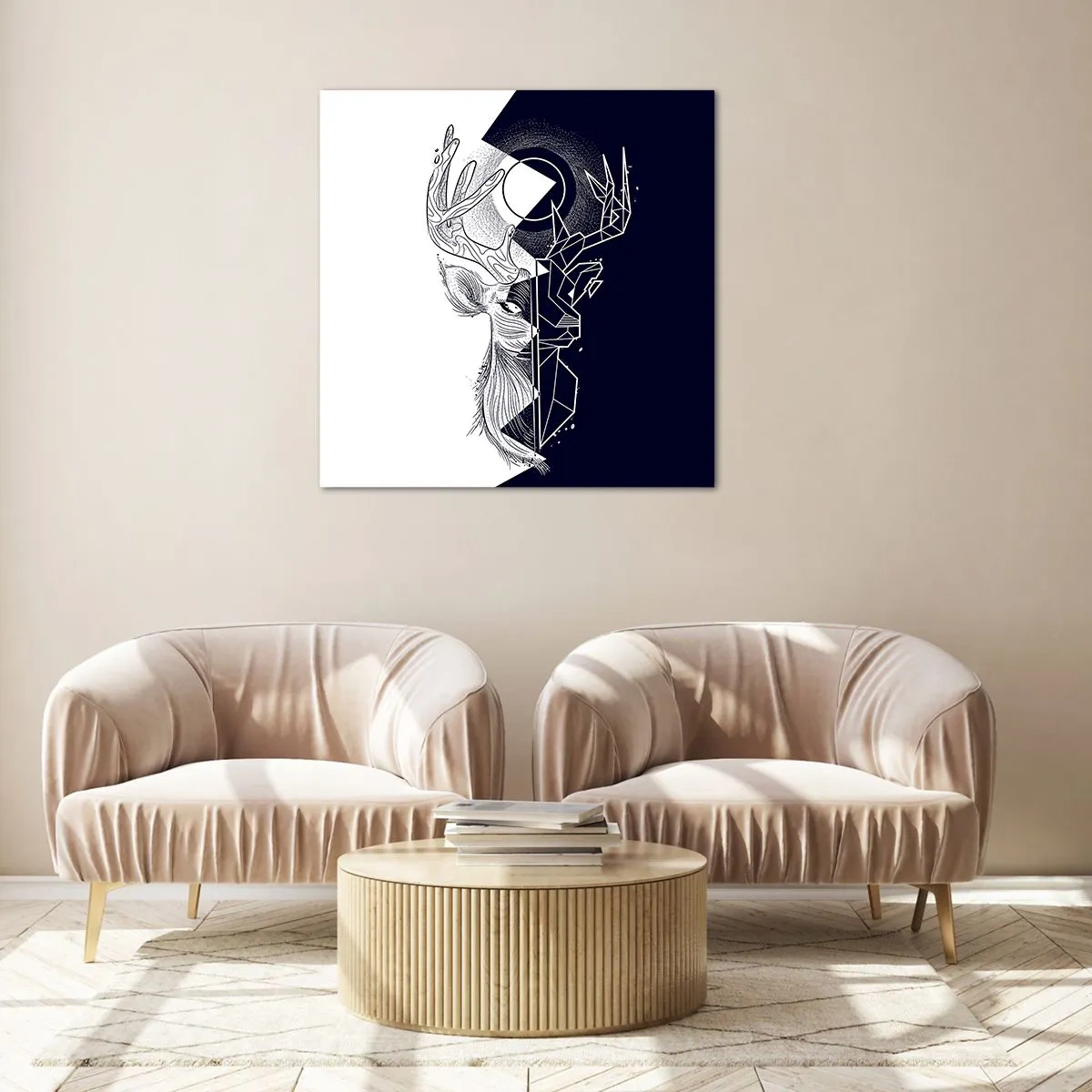 Obraz na skle - Válka a jednota opaků - 60x60 cm