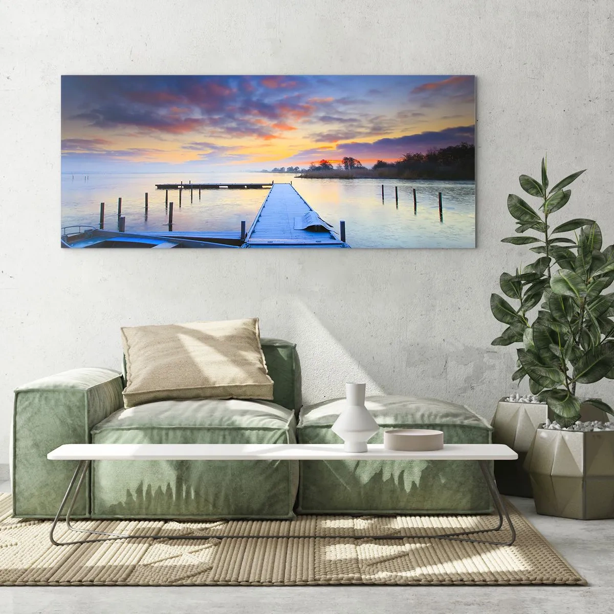Obraz na skle - Fialovo-zlatý klid - 100x40 cm