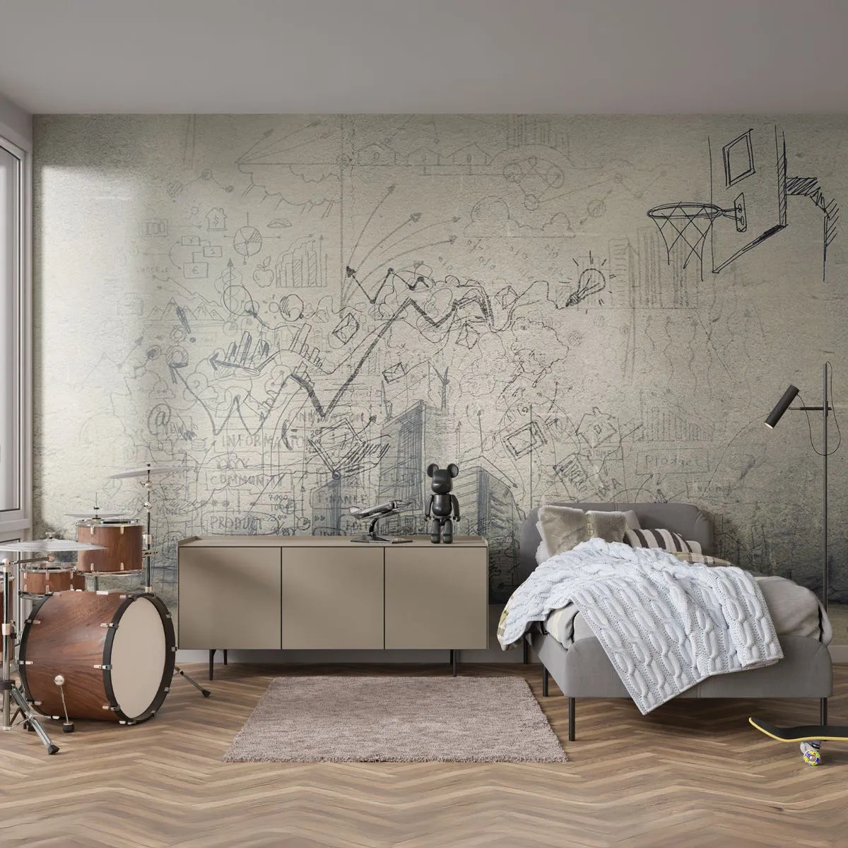 Fototapeta Samolepicí Deluxe Sticker - Můj skvělý městský život - Graffiti, Kus, Grafika - 250x175 cm