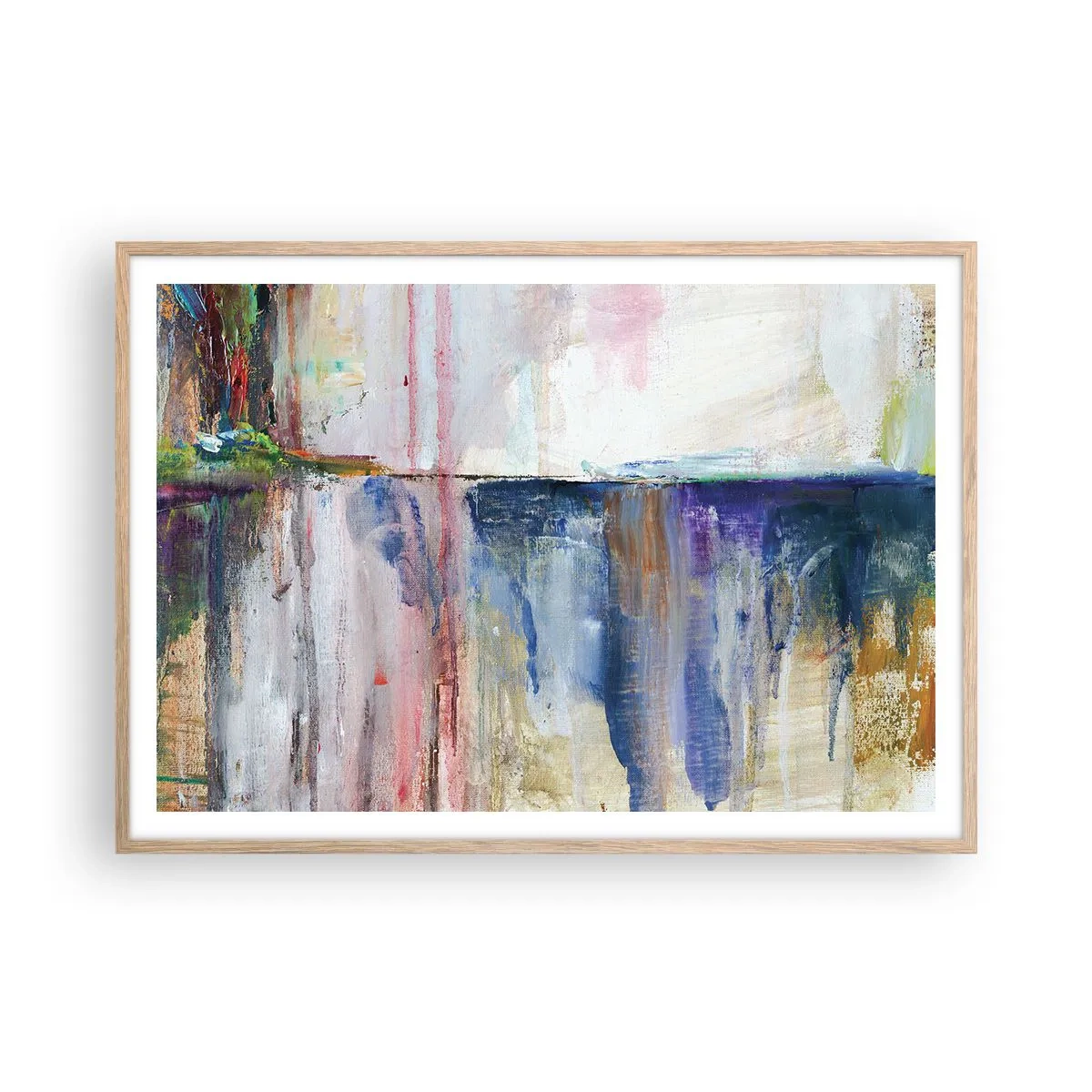 Plakát v rámu světlý dub - Barevné dojmy a asociace - 100x70 cm