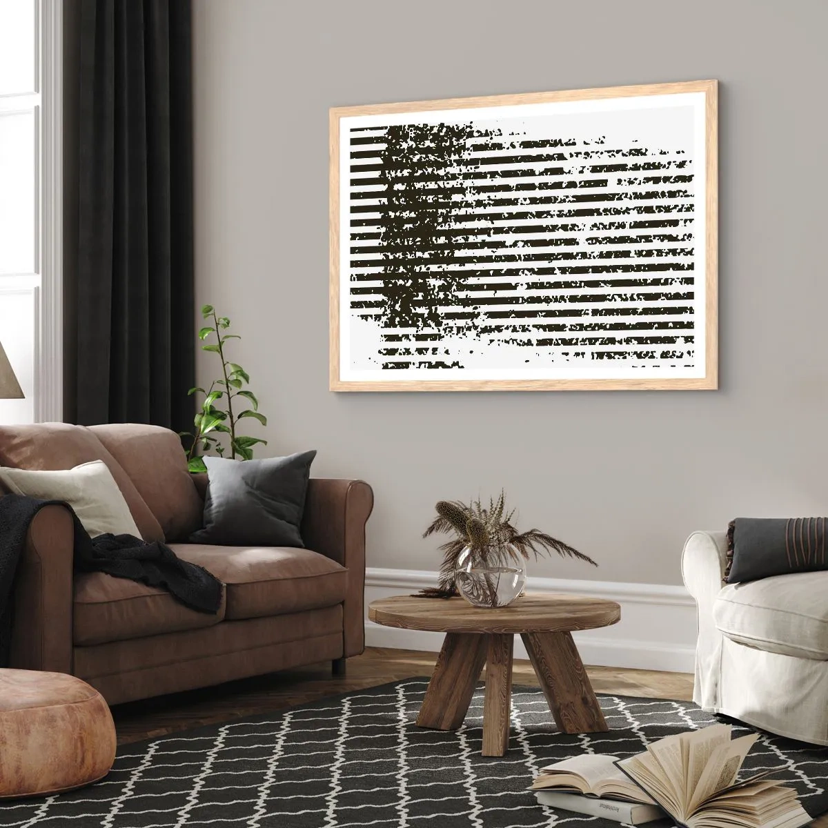 Plakát v rámu světlý dub - Rytmus a šum - 91x61 cm