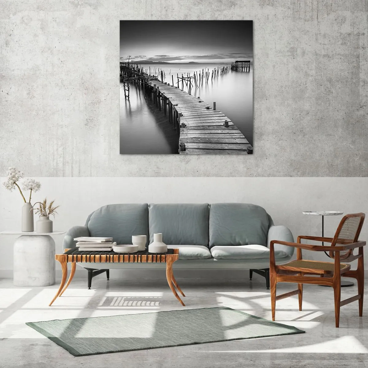 Obraz na skle - Klid zapomenutého břehu - 70x70 cm