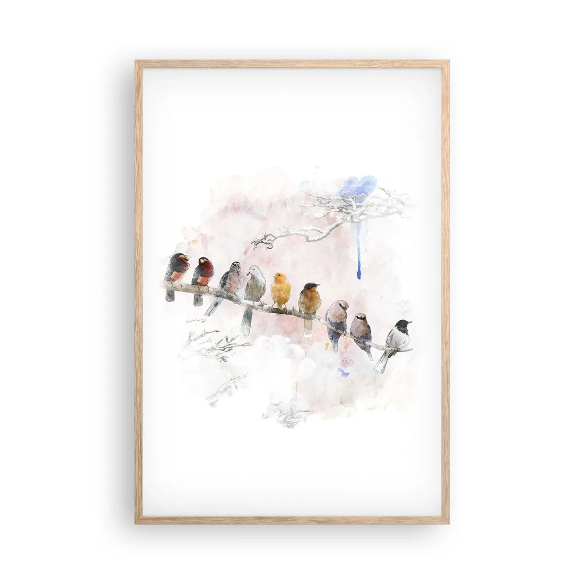 Plakát v rámu světlý dub - Okřídlené setkání - 61x91 cm