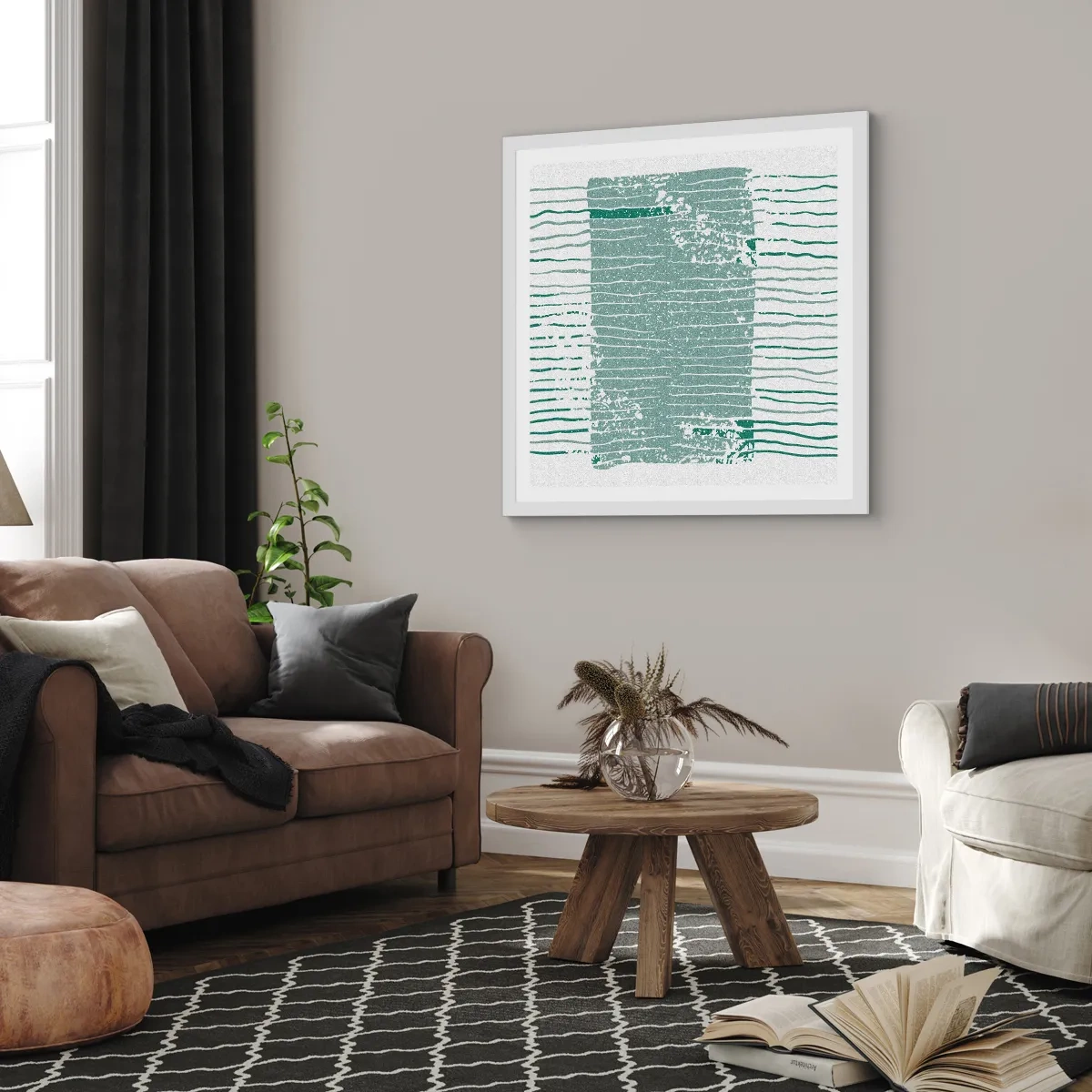 Plakát v bílém rámu - Mořská abstrakce - 40x40 cm