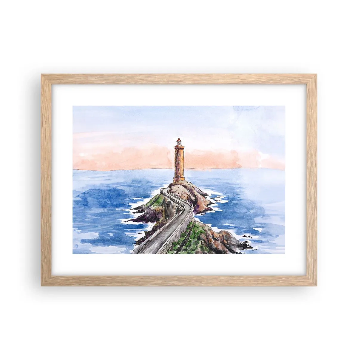 Plakát v rámu světlý dub - Tváří v tvář moři - 40x30 cm