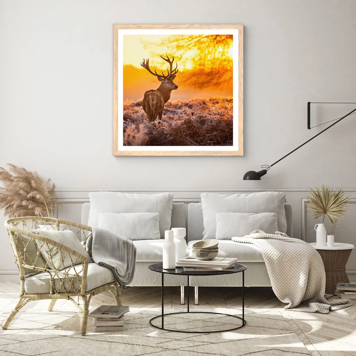 Plakát v rámu světlý dub - Král podzimního lesa - 60x60 cm