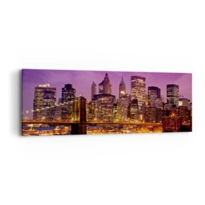 Obraz na plátně - Fialovo-zlatý Manhattan - 90x30 cm