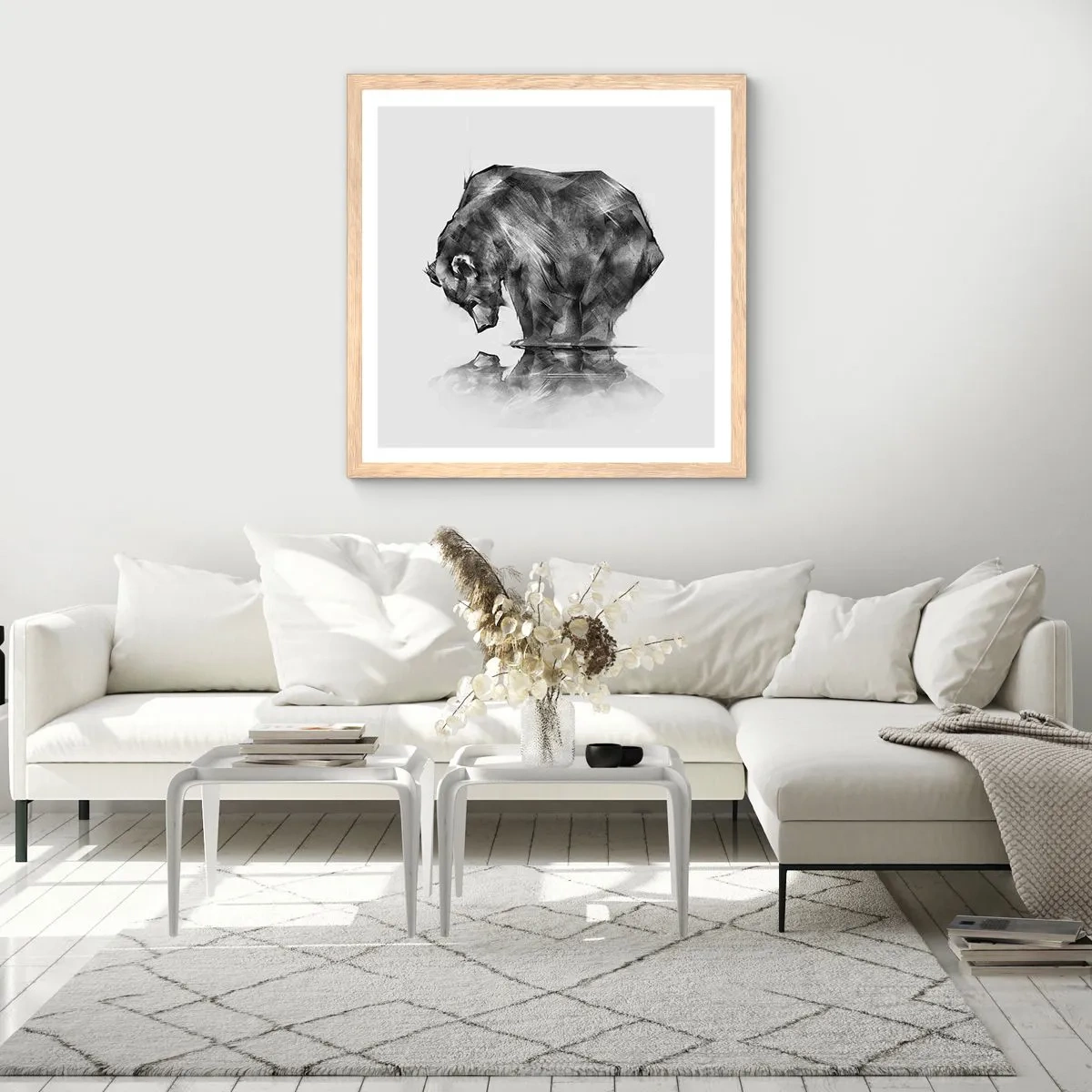 Plakát v rámu světlý dub - Je příjemné se sekat s někým blízkým - 40x40 cm