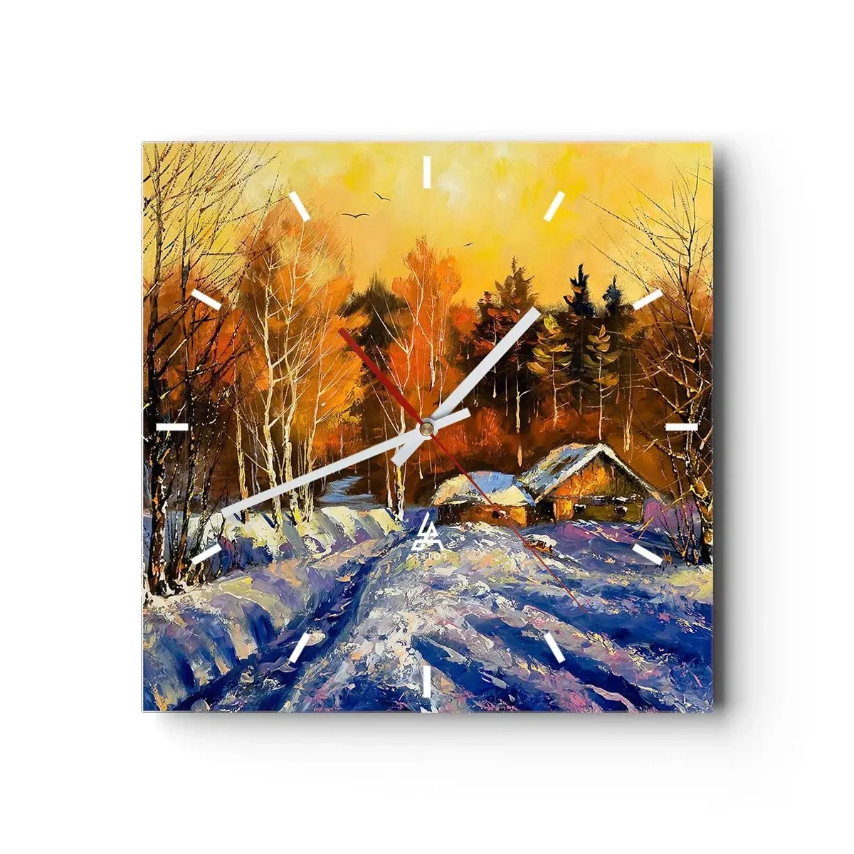 Nástěnné hodiny - Zimní imprese v slunci - 30x30 cm