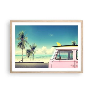 Plakát v rámu světlý dub - Prázdniny, je čas začít - 70x50 cm